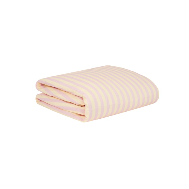 Housse de couette lit individuel Sheldon rayures roses <span itemprop=