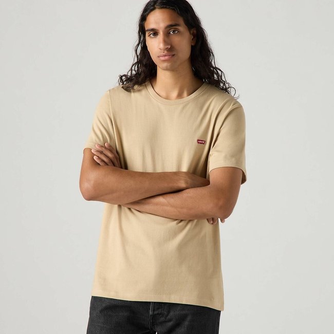 T-shirt col rond manches courtes beige <span itemprop=