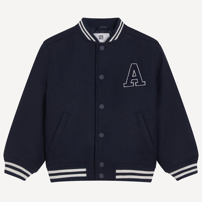 Blouson esprit Teddy bleu marine <span itemprop=