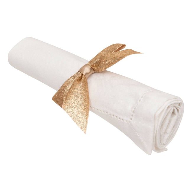 Lot de 2 ronds de serviette nœud doré Couleur doré <span itemprop=