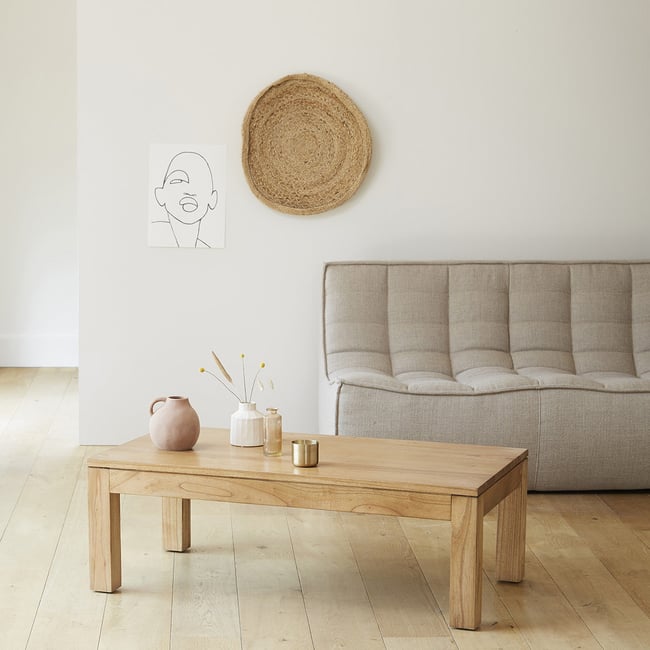 Table basse en bois massif 110 cm  TILO Couleur naturel <span itemprop=