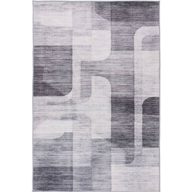 Tapis à poils courts géométrique contemporain Couleur gris clair et gris anthracite <span itemprop=