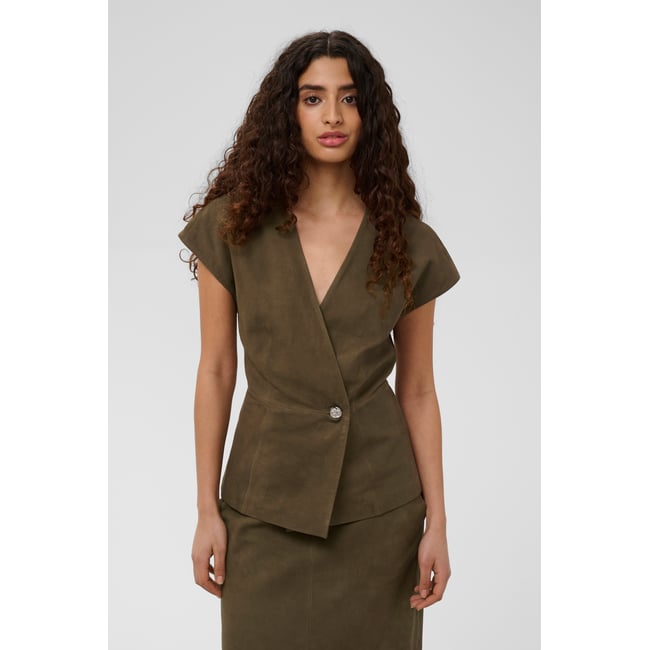 Blouse à manches courtes vert beech <span itemprop=