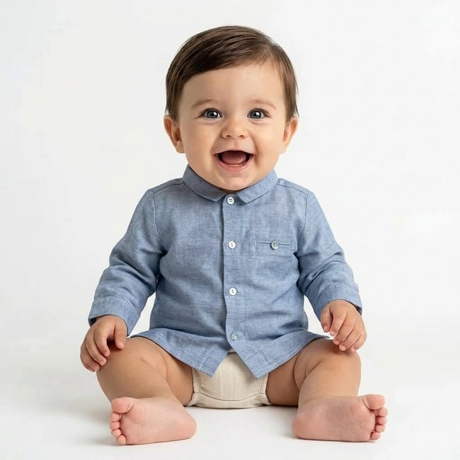 Chemise bébé - Très bon état bleu <span itemprop=