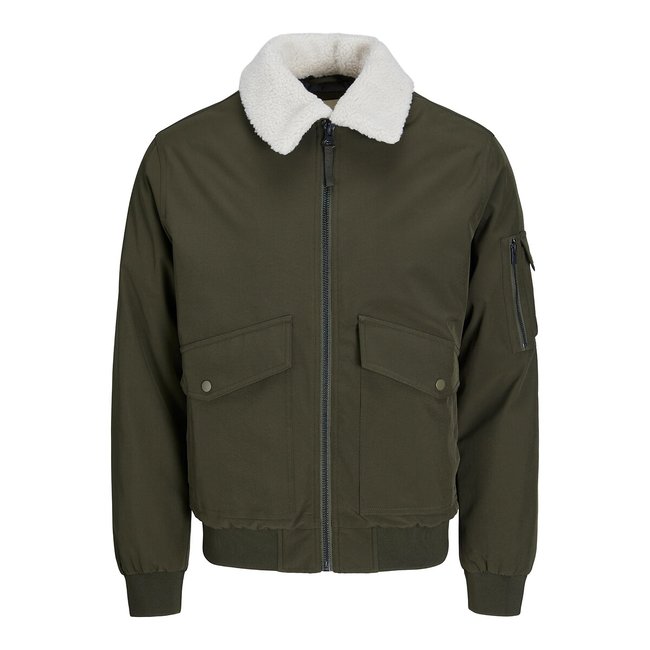 Blouson col aviateur vert <span itemprop=