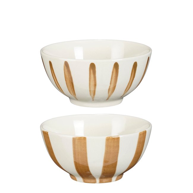 Lot de 8 bols rayés ELSIE Couleur marron <span itemprop=