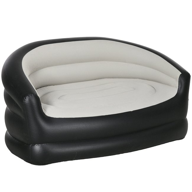 Canapé gonflable extérieur 2 places dim. 138L x 87l x 71H cm gris noir noir <span itemprop=
