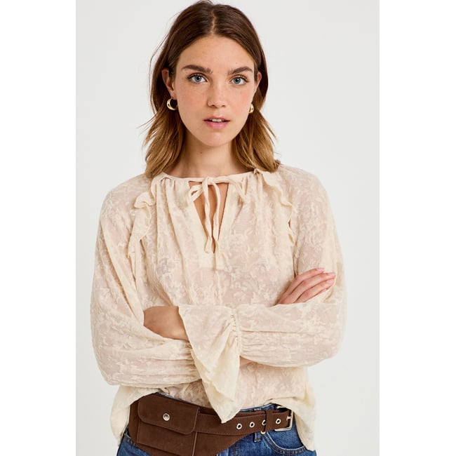 Blouse droite manches longues col rond - CACHE CACHE