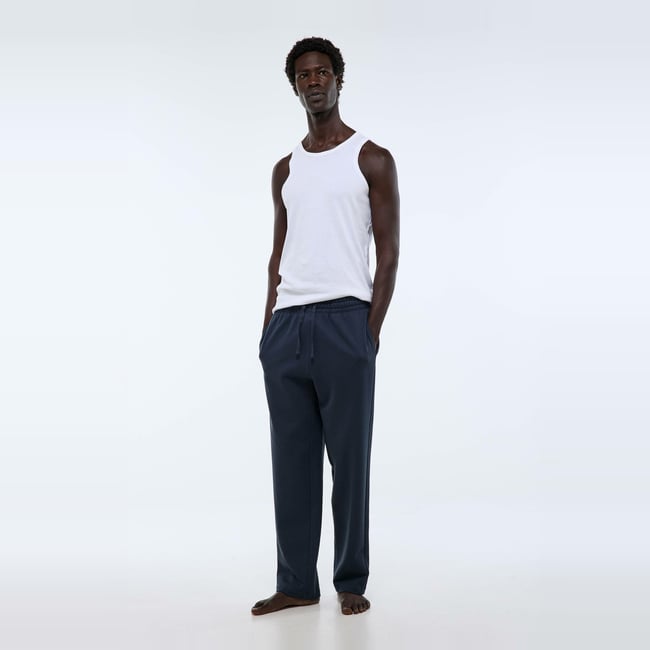 Pantalon molleton en coton BIO GOTS marine <span itemprop=