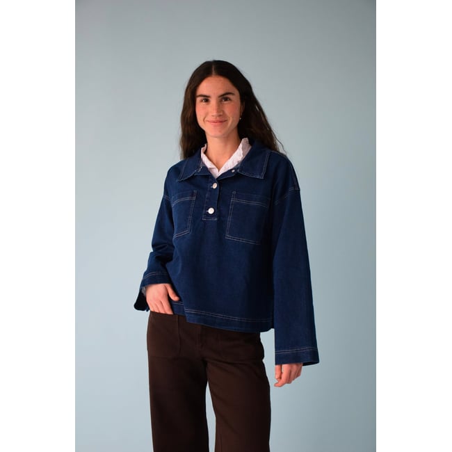 Polo en jean manches longues NOA denim <span itemprop=