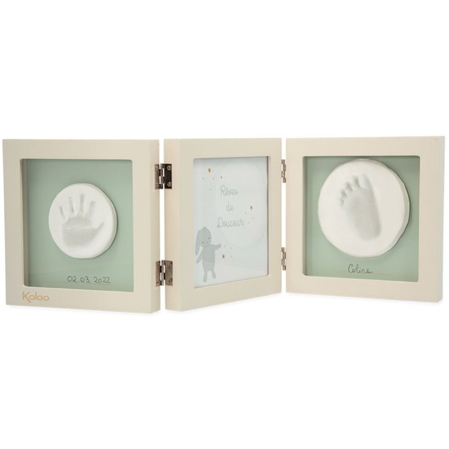 Mon cadre photo et empreintes vert d'eau, beige, écru <span itemprop=