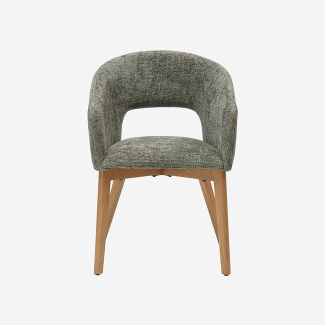 Lot de 2 chaises en tissu chenille et chêne avec accoudoirs RUSTI Couleur vert <span itemprop=