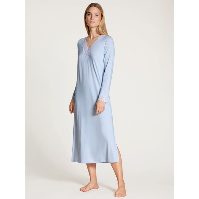 Chemise de nuit à manches longues manches longues Modal ELEGANT DREAMS bleu harmonie <span itemprop=