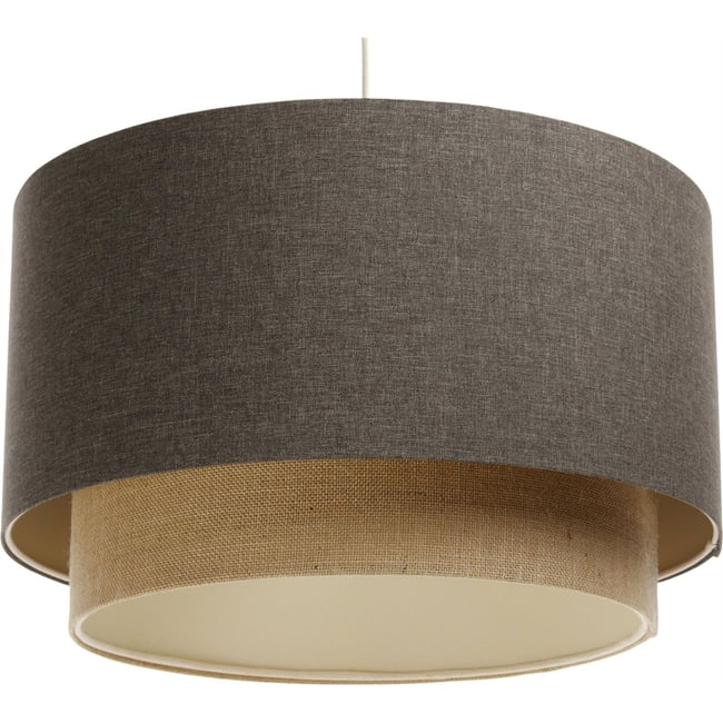Suspension ronde en tissu style boho Elegant Couleur beige crème texturé <span itemprop=