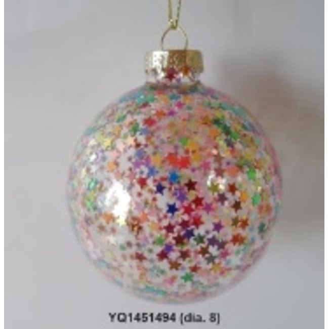 Boule de Noël en verre multicolore à l'intérieur D. 80 mm Couleur multicolore <span itemprop=