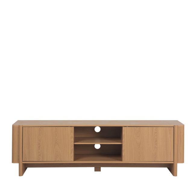 Meuble TV 2 portes en bois L 160 cm- OLI Couleur bois clair <span itemprop=
