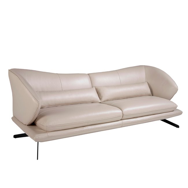 Canapé en cuir et coussins Couleur gris <span itemprop=