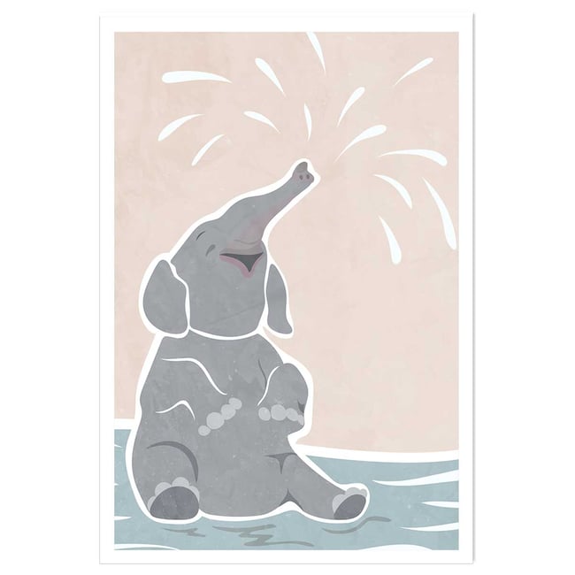 Affiche enfant scandi elephant - HEXOA