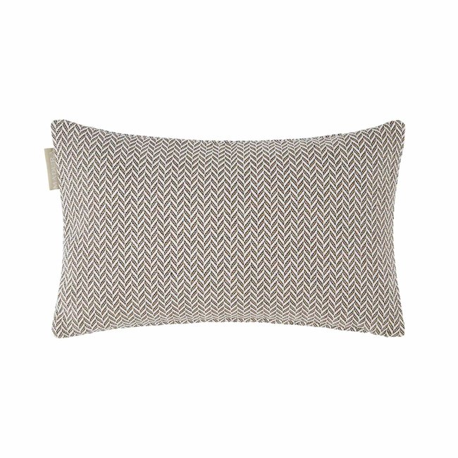 Housse de coussin en Jacquard à motifs chevron  ALEJANDRO écru ocre et noir <span itemprop=