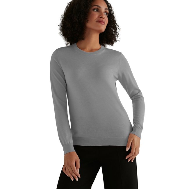 Pull-over Laine Vierge gris clair <span itemprop=