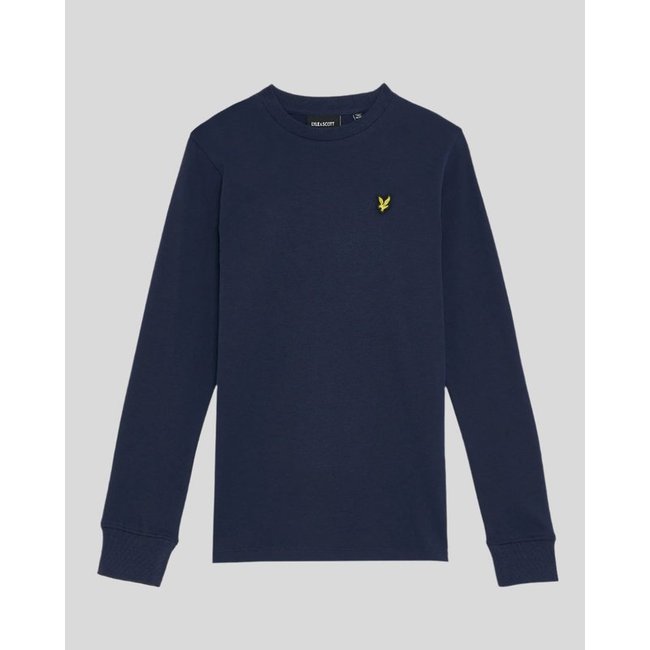 T-shirt manches longues en coton bleu marine <span itemprop=