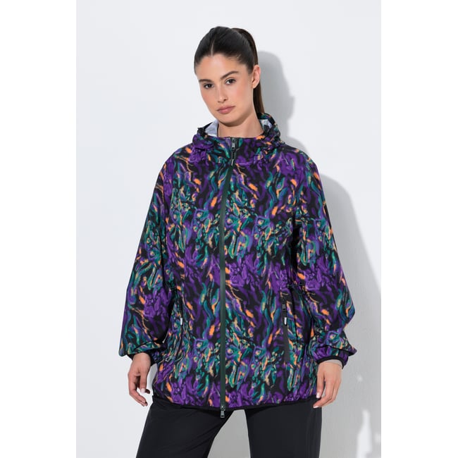 Veste de pluie motif floral noir <span itemprop=