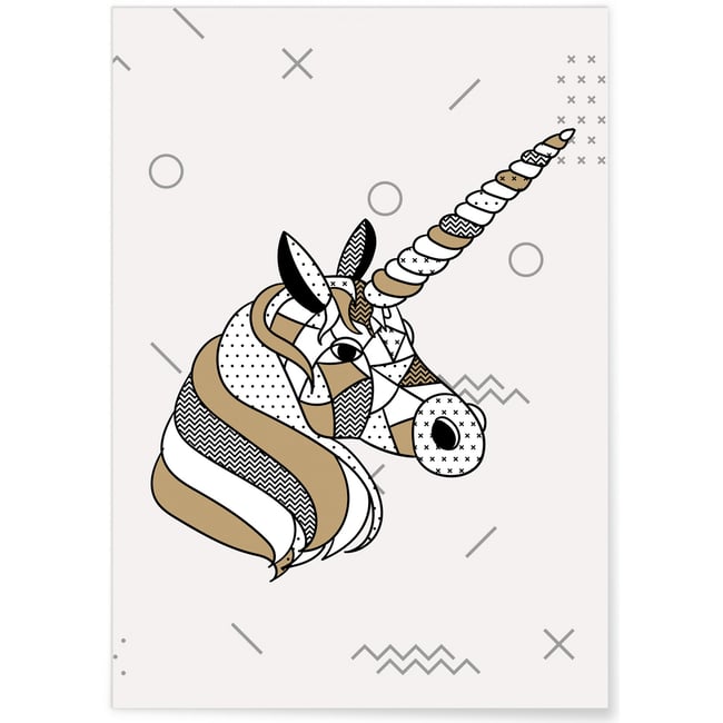 Affiche Licorne scandinave Couleur blanc <span itemprop=