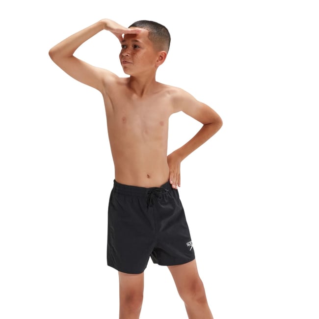 Short de bain à taille élastiquée motif/style logo ESSENTIALS noir <span itemprop=