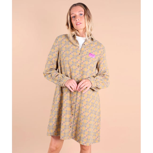 Robe chemise flannelle TILE v019845 <span itemprop=