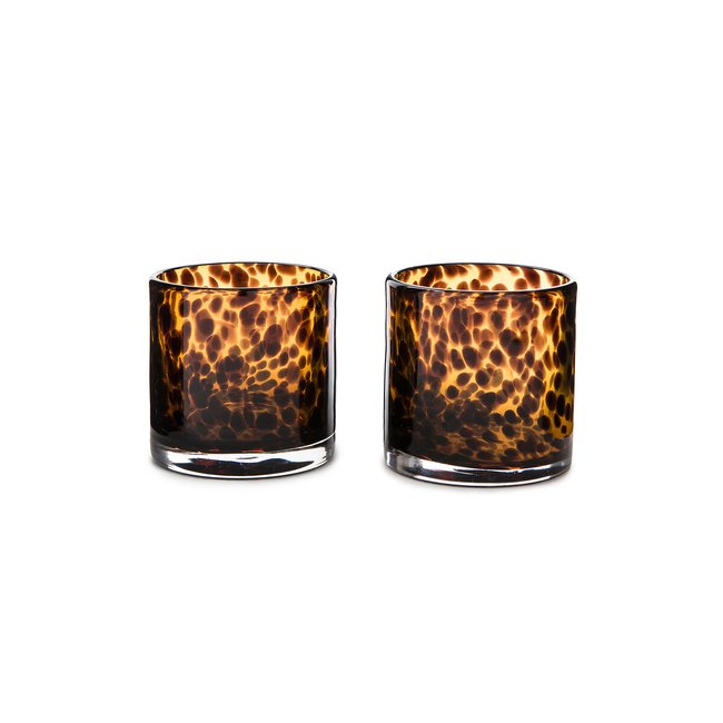 Set of 2 Fauvita Amber Glass Tealight Holders, brown, LA REDOUTE INTERIEURS