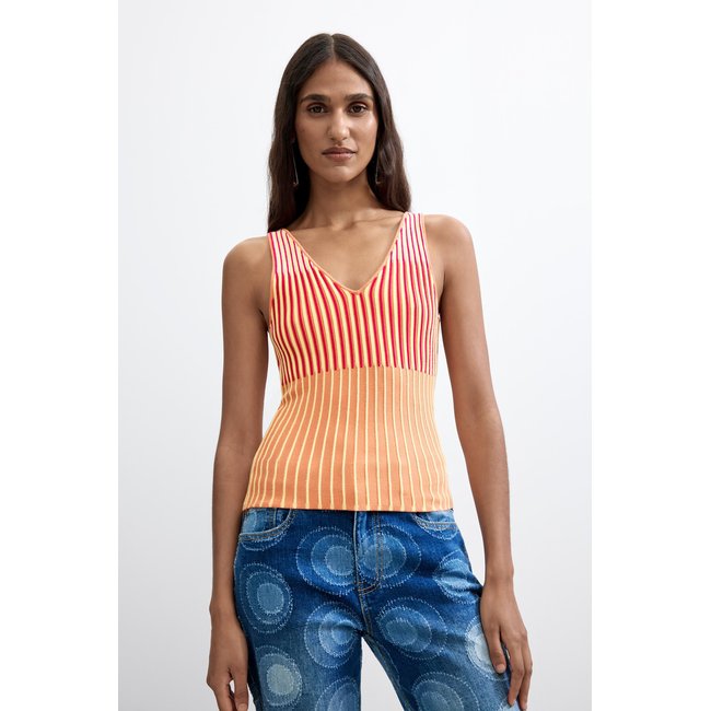 Débardeur en maille jaune <span itemprop=