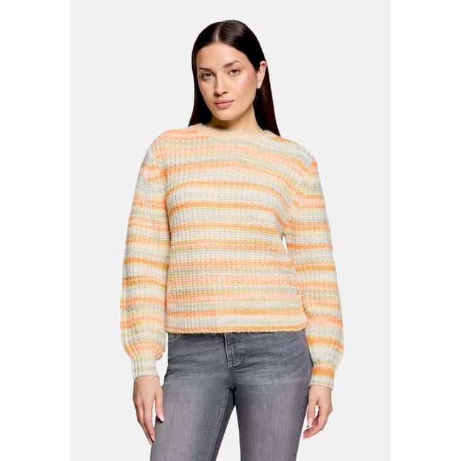 Pull-over en maille à teneur en fil fantaisie cream/orange <span itemprop=