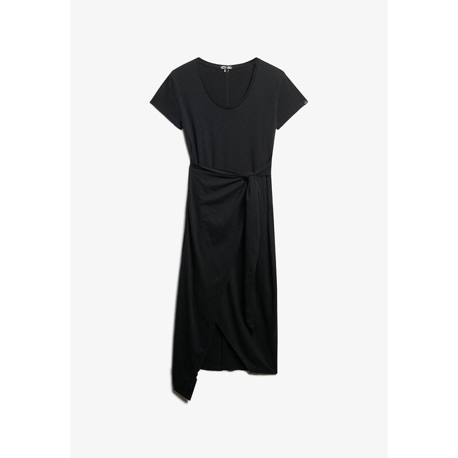 Abito longuette a portafoglio fiammato nero SUPERDRY