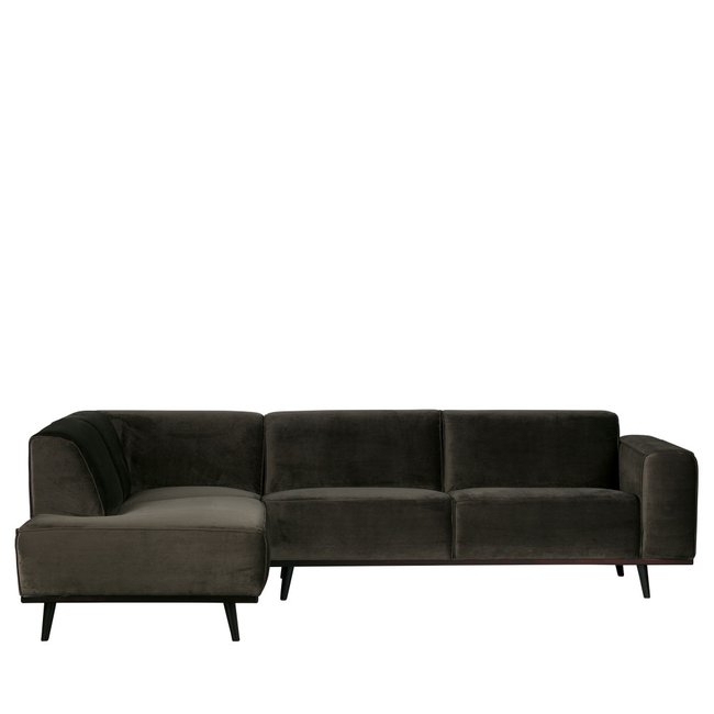 Canapé d'angle gauche velours STATEMENT Couleur vert kaki <span itemprop=
