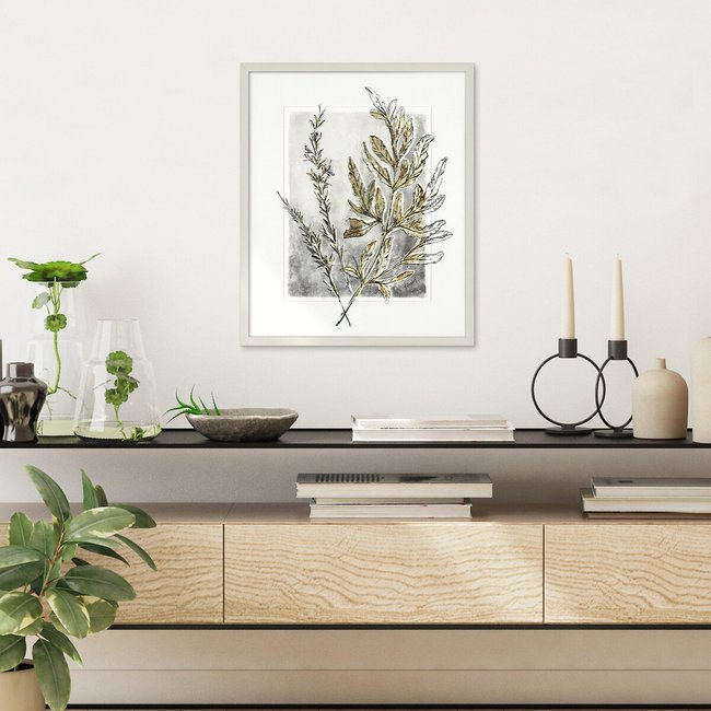 47x57cm Evergreen Fern Framed Print, green, SO'HOME
