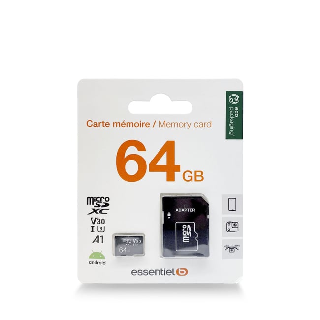 Carte Micro SD 64 Go Micro SD - ESSENTIEL B