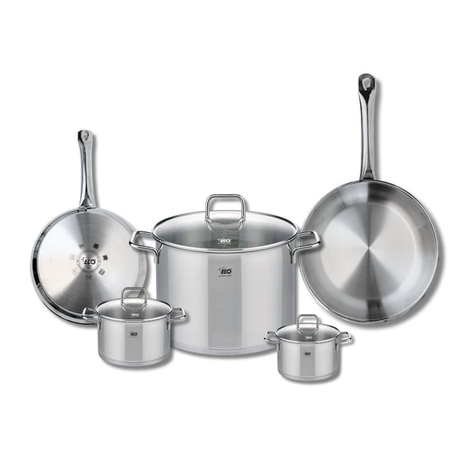 Batterie 2 poêles 24/28cm + 3 faitouts 12/14/26cm PROFI CITRIN gris <span itemprop=