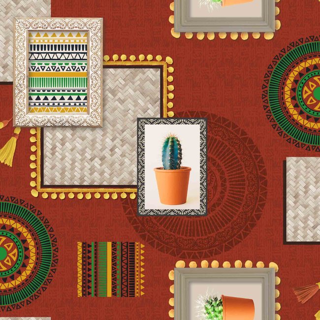 Nappe Toile cirée au mètre Jericho brique terracotta <span itemprop=