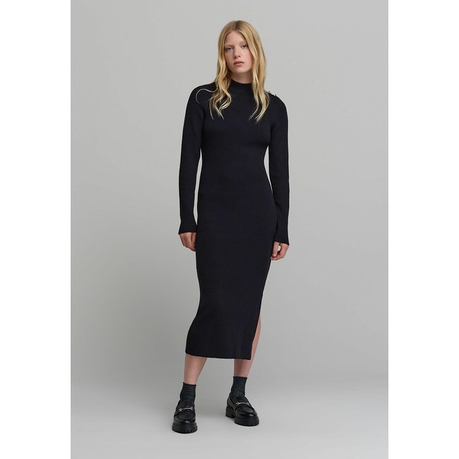 Abito pull lungo maniche lunghe nero IKKS