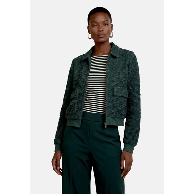 Blazer court à col green forest <span itemprop=
