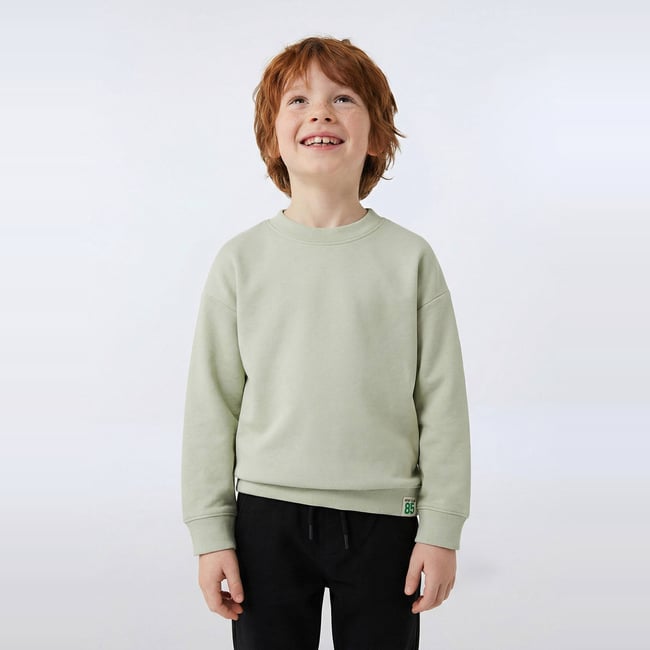 Sweat uni en coton BIO GOTS agave <span itemprop=