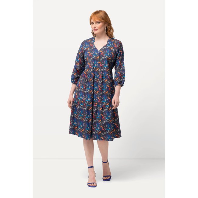 Robe tunique, oiseaux du paradis, col V - ULLA POPKEN