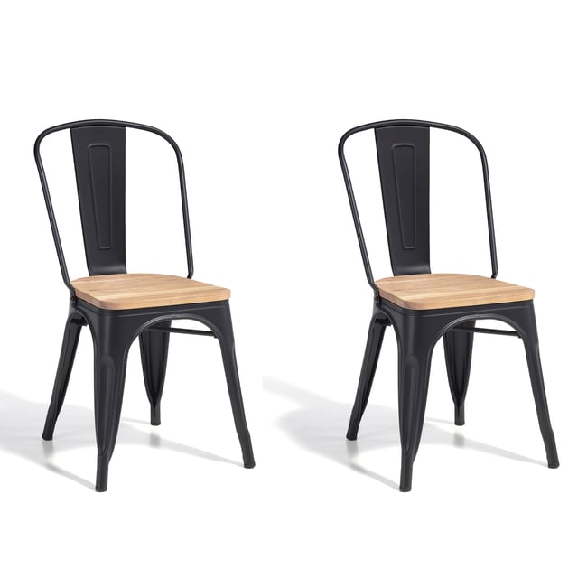 Lot de 2 chaises en métal et BOIS, MEET Couleur graphite-chêne <span itemprop=