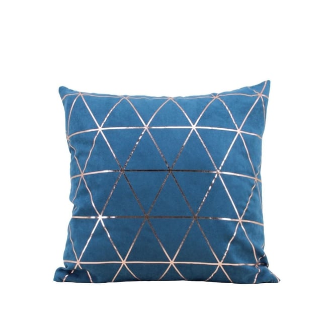 Coussin motifs géométriques 40x40cm bleu <span itemprop=