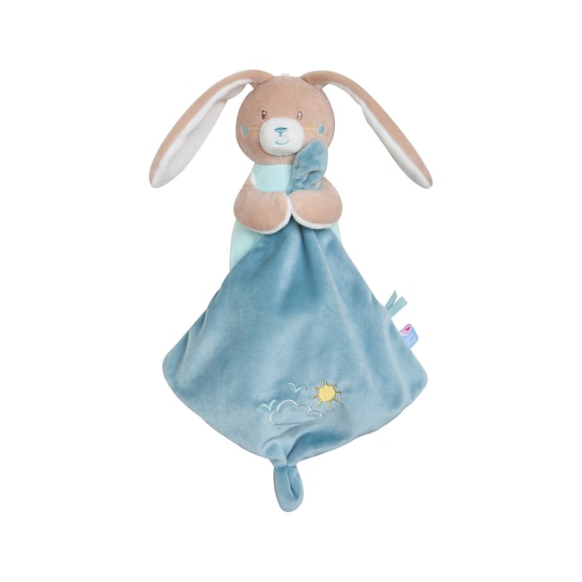 Doudou mouchoir xl lapin velours doux vert <span itemprop=