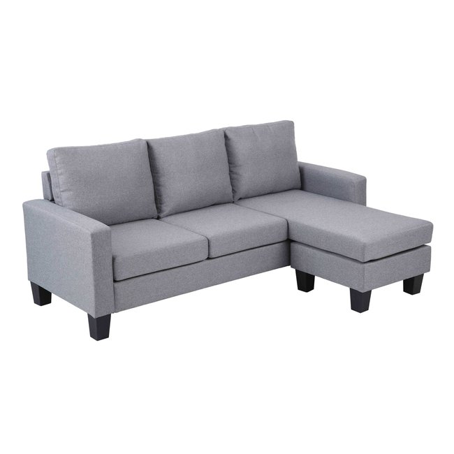 Canapé d'angle droit en tissu 3 places Couleur gris <span itemprop=