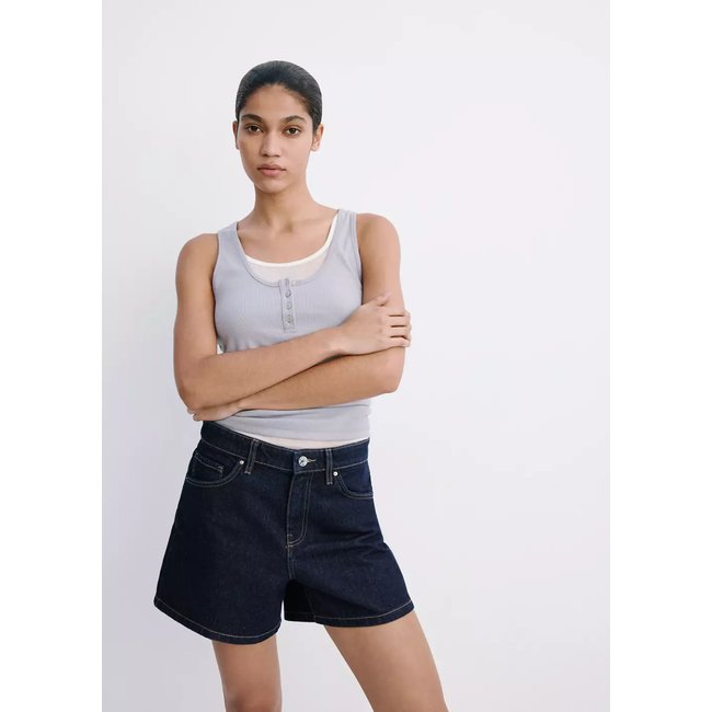 Short en jean droit bleu <span itemprop=
