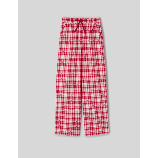 Pantalon de pyjama à carreaux bordeaux <span itemprop=