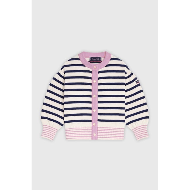 Cardigan rayé en coton KIDS nature/marine deep <span itemprop=