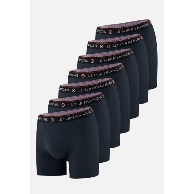 Lot de 7 boxers longs en coton Redoutable marine <span itemprop=